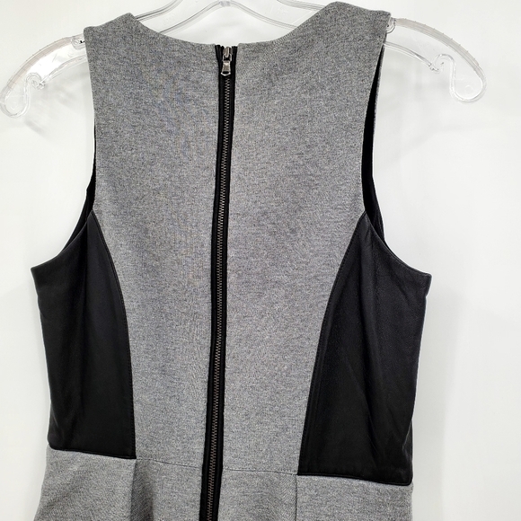 Club Monaco Janine Heather Gray Black Leather Trim Dress - Picture 10 of 16